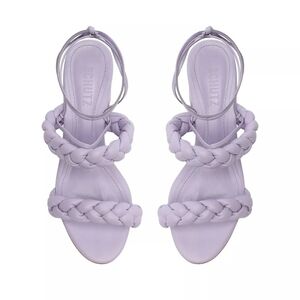 SCHUTZ Zarda Braided Lavender Block Heeled Tie Up Sandal Size 7 Women's